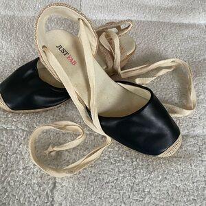 JustFab Black Espadrille Wedge. Size 8.  NWOT.